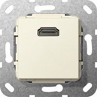 Розетка HDMI без рамки Gira System55 1-м. 16А кремовый глянец
